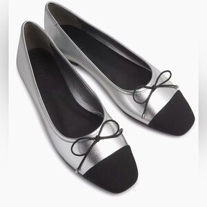 SCHUTZ Silver Arissa Casual ballet Flats Silver and Black New in Box